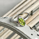 Bezel Set Marquise Peridot and Diamond Highlight Ring