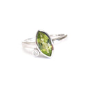 Bezel Set Marquise Peridot and Diamond Highlight Ring