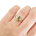 Bezel Set Marquise Peridot and Diamond Highlight Ring