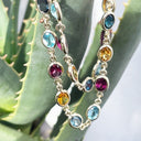 Bezel Set Oval Cut Yellow Gold Rainbow Necklace