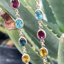 Bezel Set Oval Cut Yellow Gold Rainbow Necklace