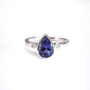 Bezel Set Pear Cut Tanzanite and Diamond Ring