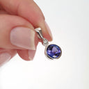 Bezel Set Round Cut Tanzanite and Diamond Pendant