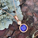 Bezel Set Tanzanite Round Cut and Accent Diamond Rose Gold Pendant