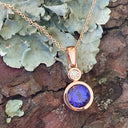 Bezel Set Tanzanite Round Cut and Accent Diamond Rose Gold Pendant
