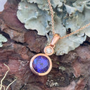 Bezel Set Tanzanite Round Cut and Accent Diamond Rose Gold Pendant