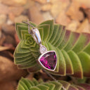 Bezel Set Trilliant Cut Grape Garnet and Diamond Pendant