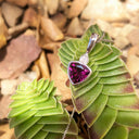 Bezel Set Trilliant Cut Grape Garnet and Diamond Pendant