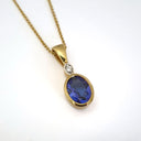Bezel Setting Oval Tanzanite and Diamond Pendant