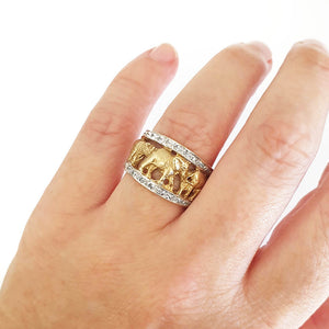 Big 5 Relief Ring with White Diamond Borders