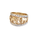 Big 5 Relief Ring with White Diamond Borders