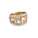 Big 5 Relief Ring with White Diamond Borders