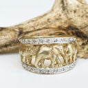 Big 5 Relief Ring with White Diamond Borders