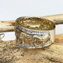 Big 5 Relief Ring with White Diamond Borders