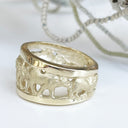 Big 5 Relief Ring with Yellow Gold Borders