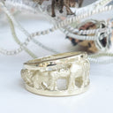 Big 5 Relief Ring with Yellow Gold Borders