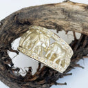 Big 5 Yellow Gold Relief Ring with White Diamond Borders