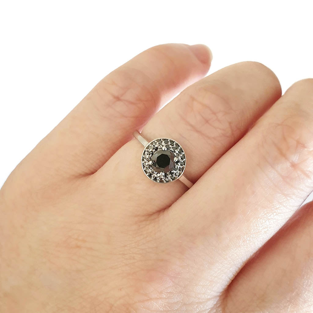 Black Diamond Cluster Ring