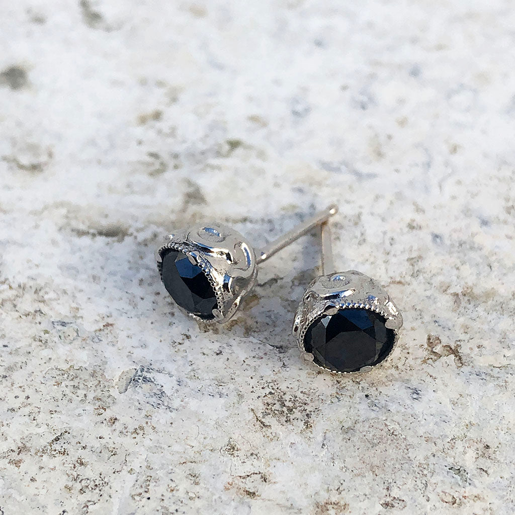 Black Diamond Studs with Deep Decorative Case