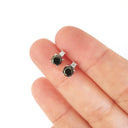 Black Diamond Studs with Petite White Diamond accent