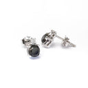 Black Diamond Studs with Petite White Diamond accent