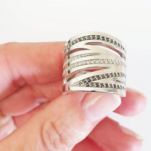 Black and White Diamond Zebra Ring