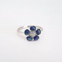 Blue Sapphire and Diamond Flower Ring