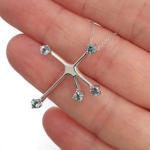 Blue Topaz and White Gold Southern Cross Pendant