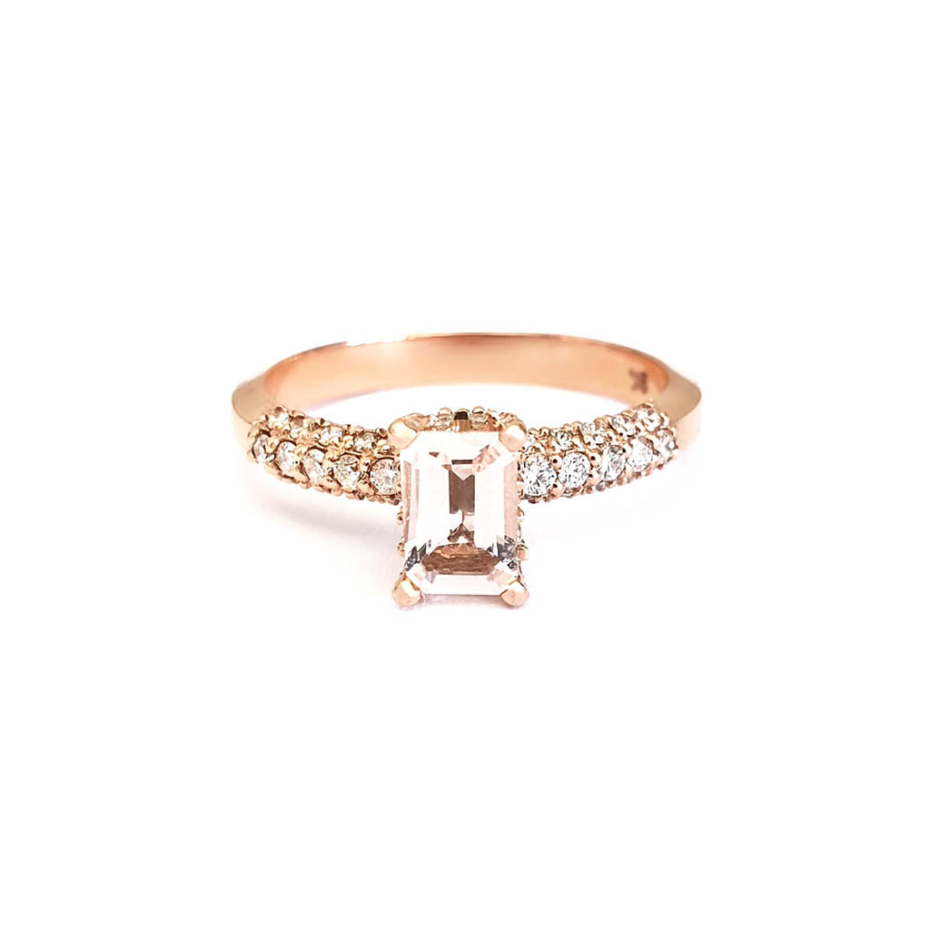 Breathtaking Morganite and Diamond Rose Gold Ring