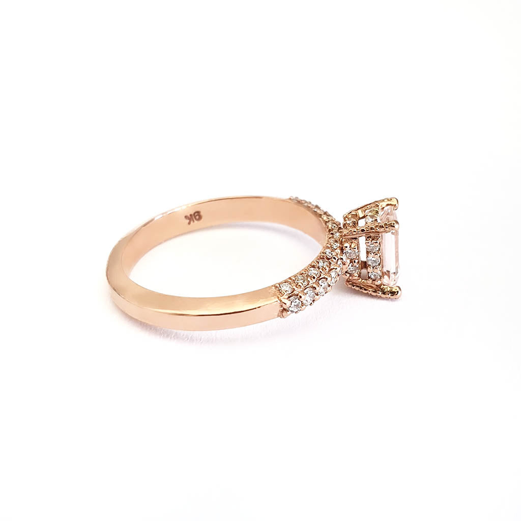 Breathtaking Morganite and Diamond Rose Gold Ring