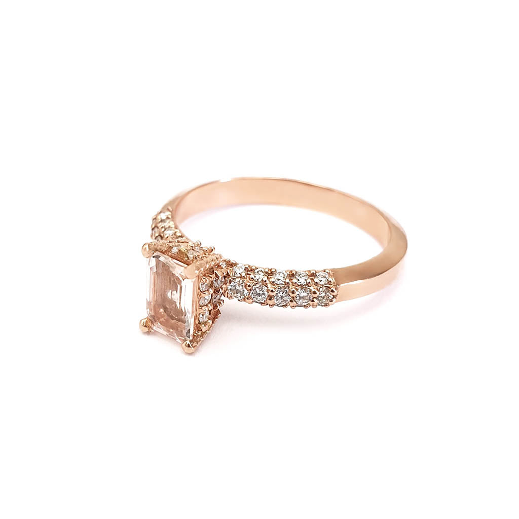 Breathtaking Morganite and Diamond Rose Gold Ring