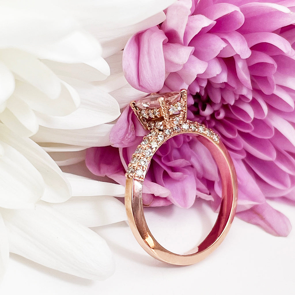 Breathtaking Morganite and Diamond Rose Gold Ring