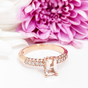 Breathtaking Morganite and Diamond Rose Gold Ring