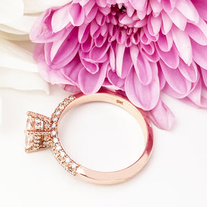 Breathtaking Morganite and Diamond Rose Gold Ring