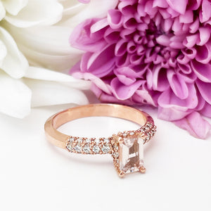 Breathtaking Morganite and Diamond Rose Gold Ring