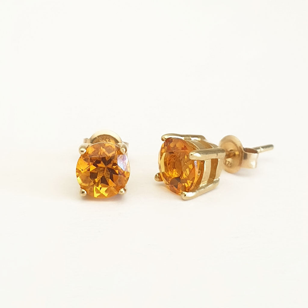 Classic Citrine Yellow Gold Studs