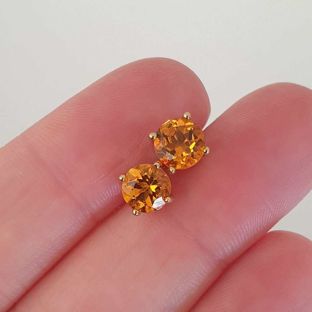 Classic Citrine Yellow Gold Studs