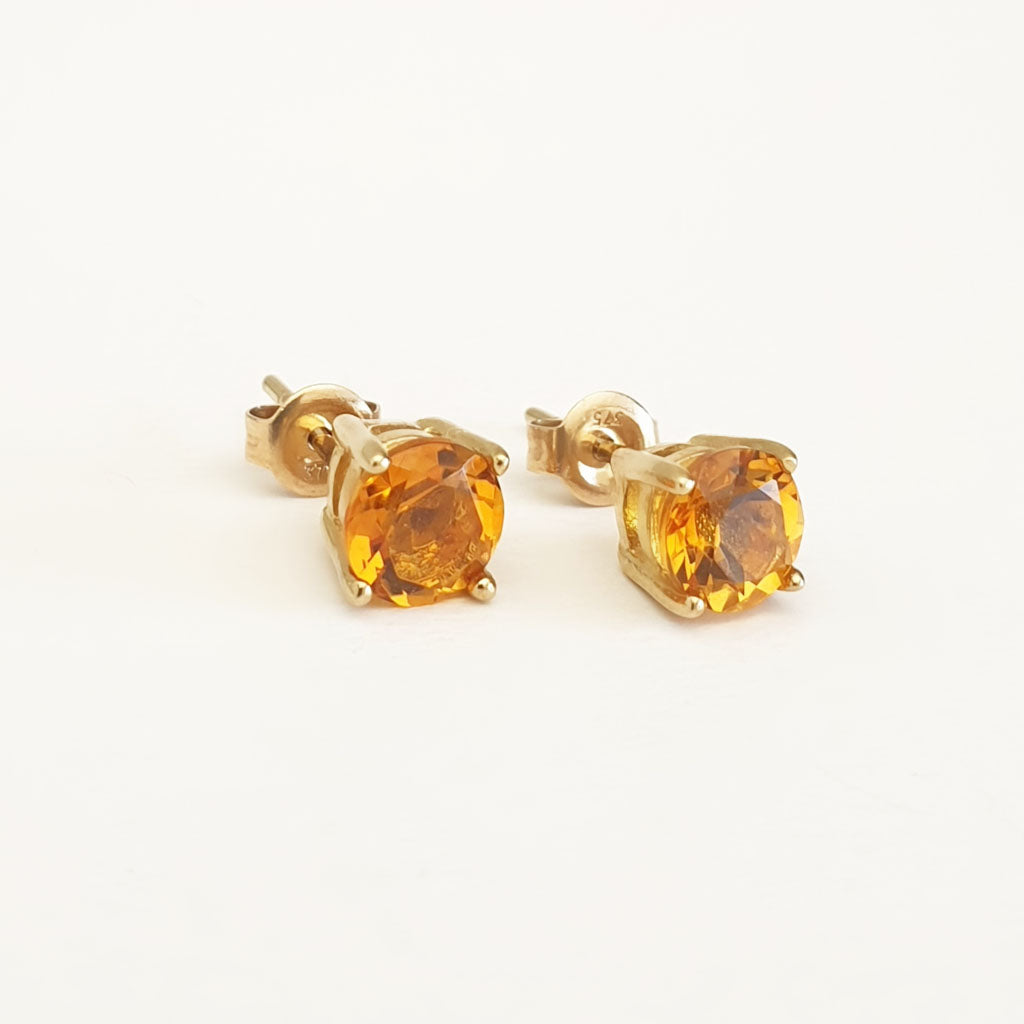 Classic Citrine Yellow Gold Studs