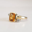 Cushion Cut Citrine with Tube Set Diamond Accents Ring