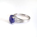 Cabochon Oval Cut Tanzanite Three Band Shoulder Ring