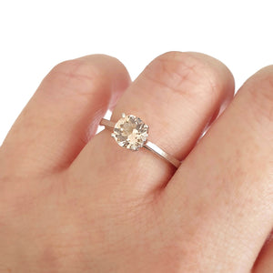 Cathedral Solitaire Morganite and Diamond Highlight White Gold Ring