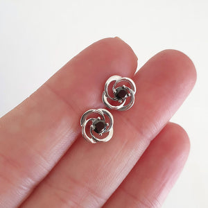 Celtic Twist Black Diamond Stud Earrings