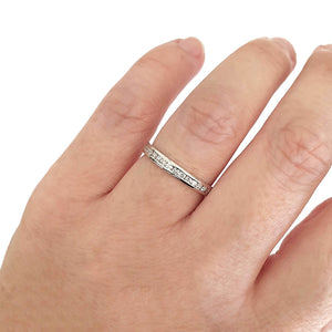 Channel Set Diamond and White Gold Half Eternity Ring