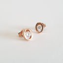 Channel Set Oval Rose Gold Diamond Stud