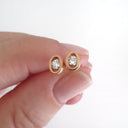Channel Set Oval Rose Gold Diamond Stud