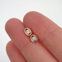 Channel Set Oval Rose Gold Diamond Stud