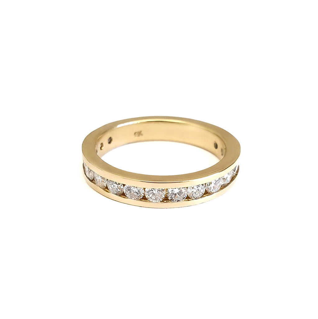 Channel Set Three Quarter Eternity Yellow Gold Diamond Ring