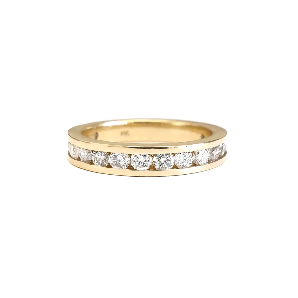 Channel Set Three Quarter Eternity Yellow Gold Diamond Ring