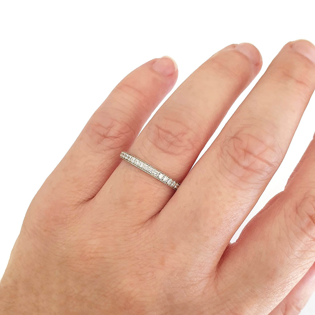 Prong Set White Diamond Half Eternity Ring