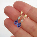 Chic Tanzanite and Diamond Drop Yellow Gold Earrings